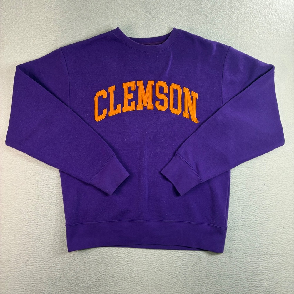 Clemson‎ University Crewneck Sweatshirt Men M Purple Pullover Tigers Embroidered